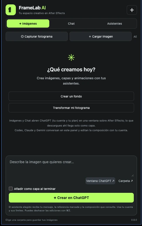 Panel de FrameLab AI en After Effects
